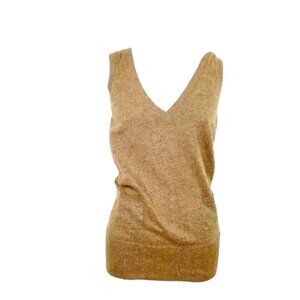 BCBGMAXAZRIA Brown Sleeveless Angora Wool Blend V-Neck Sweater Tunic Top Y2K Sty